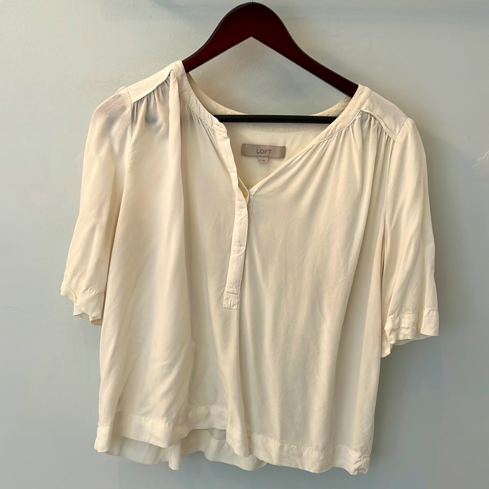 Loft blouse, cream colored. 3/4 sleeves